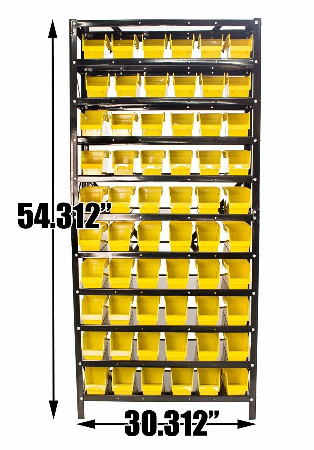 Erie Tools® 60 Bin Parts Rack Storage Shop Garage Organizer Nuts Bolts Parts