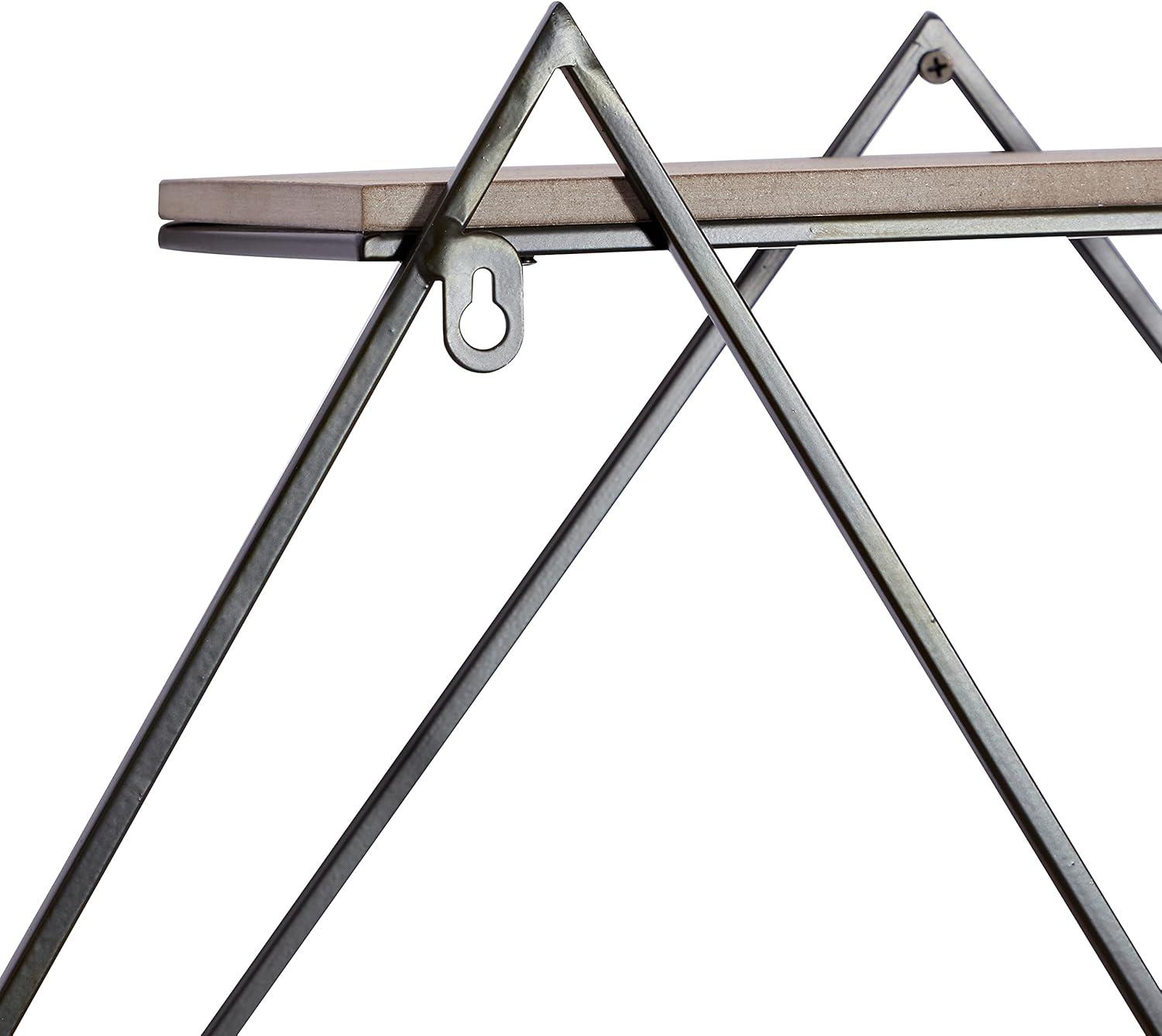 DecMode Brown Wood Contemporary Wall Shelf