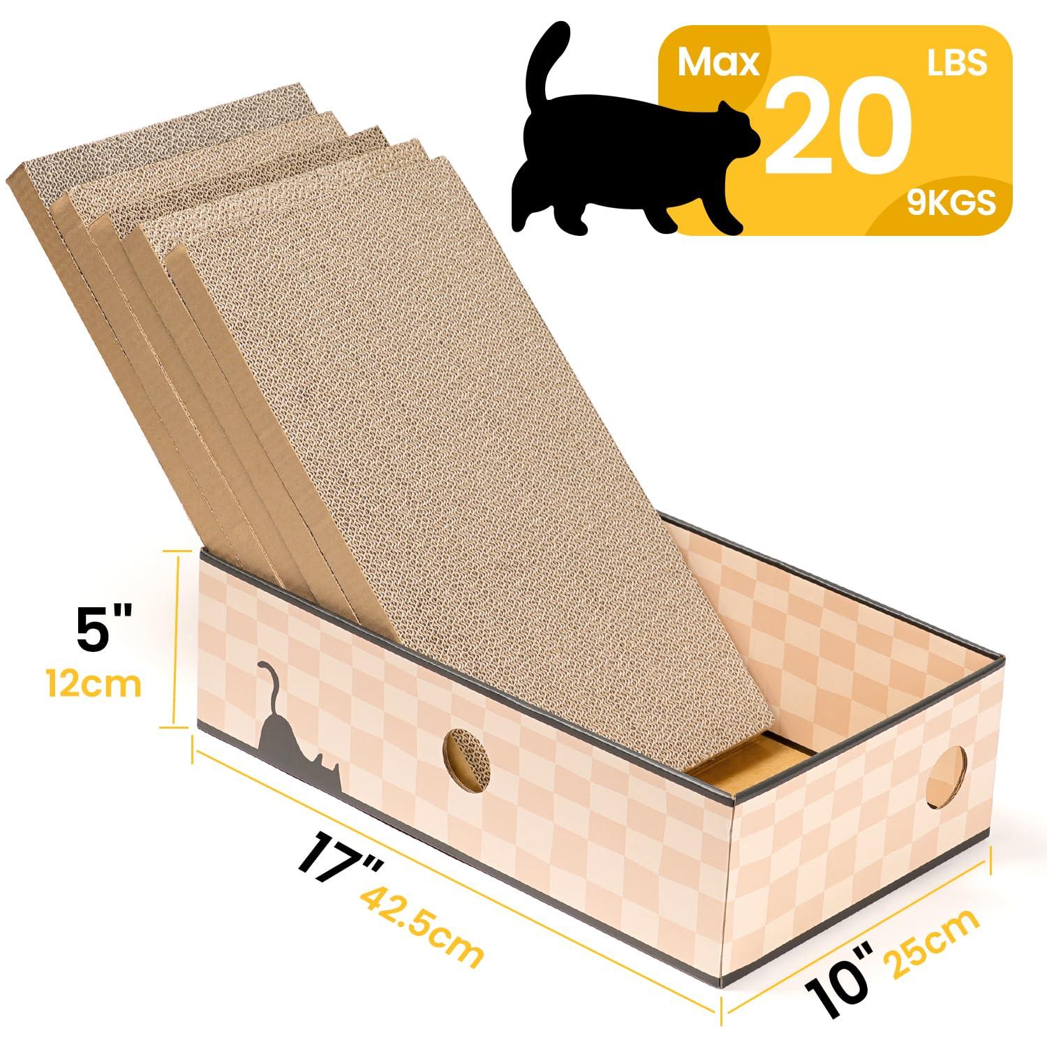Conlun Cat Scratcher Cardboards with Box, 5-Pack Replacement Reversible Cat Scratcher Pad, Large
