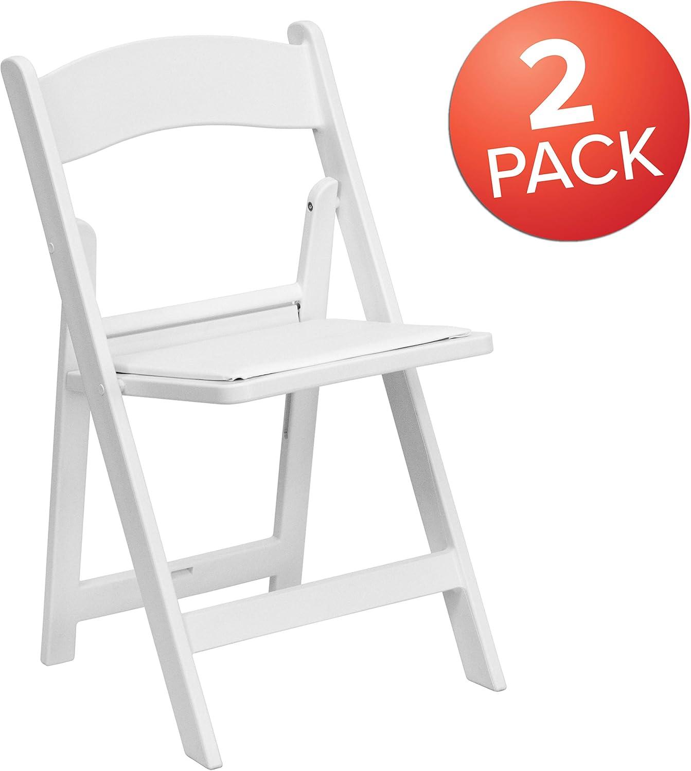 Emma and Oliver 2 Pack Wedding Party Event Resin Folding Chair with Vinyl Padded Seat