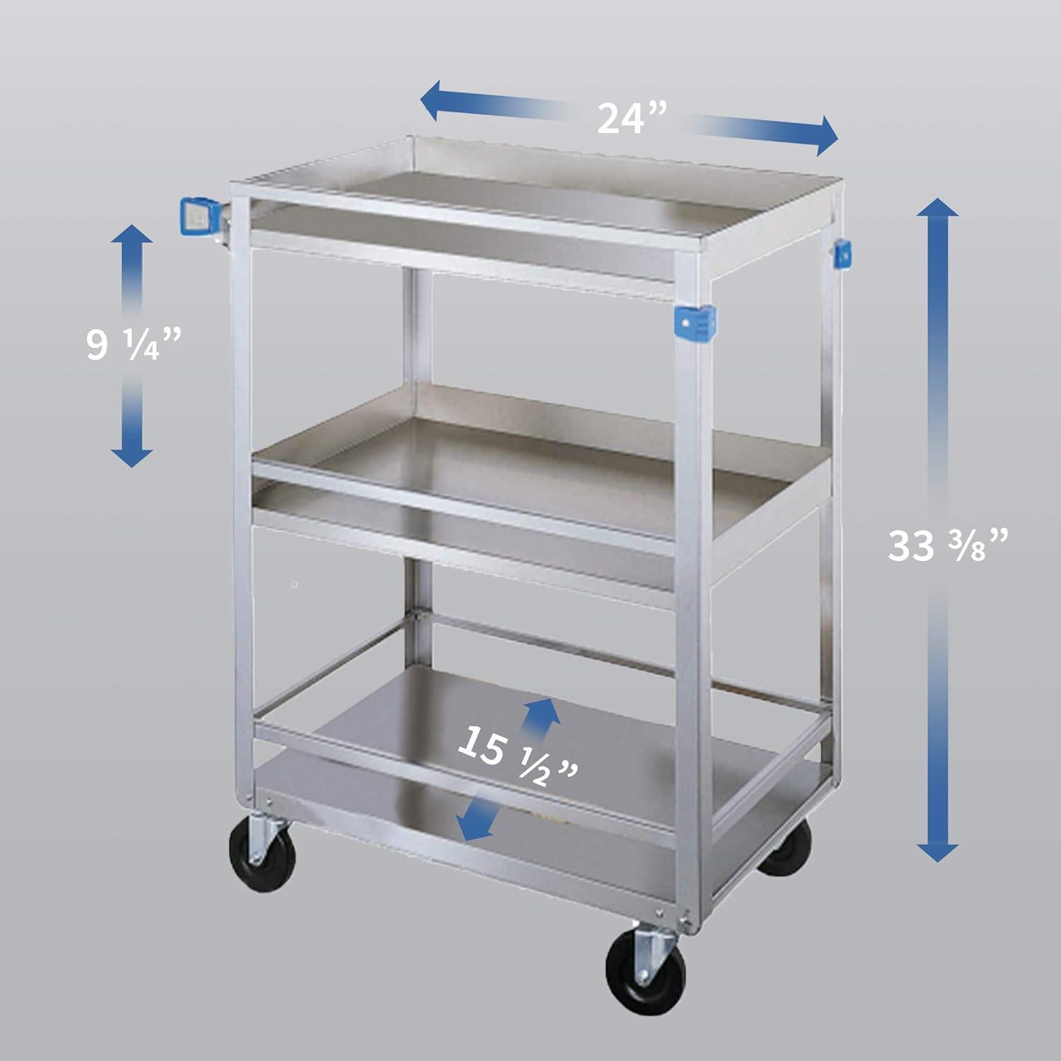 Stainless Steel 3-Shelf Guard Rail Utility Cart