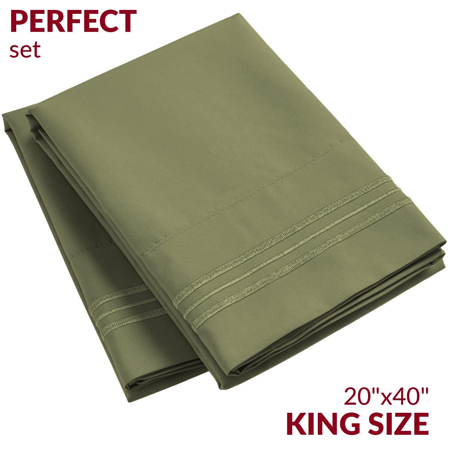 Mellanni Brushed Microfiber Pillowcase Set of 2, King, Sage