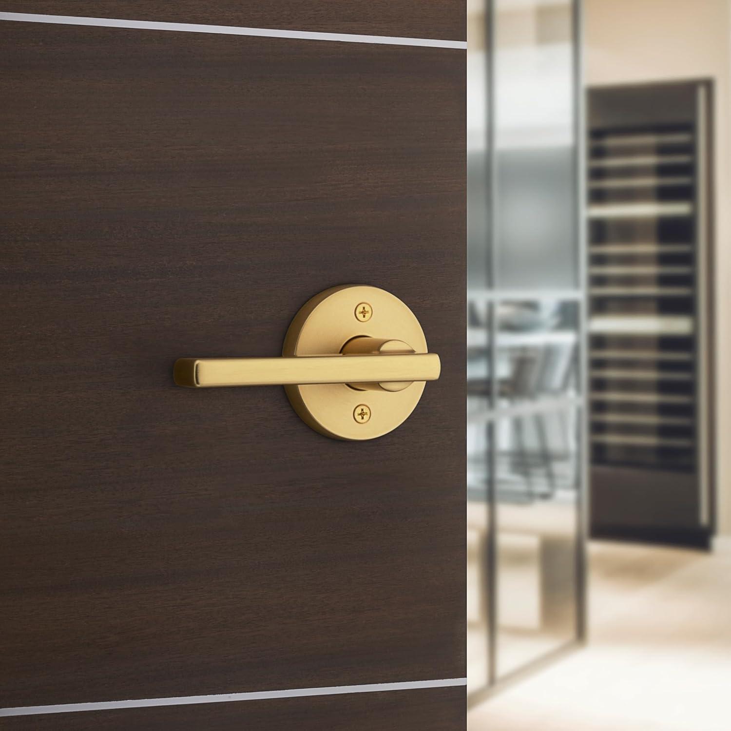 Satin Brass Contemporary Passage Door Handle Lever