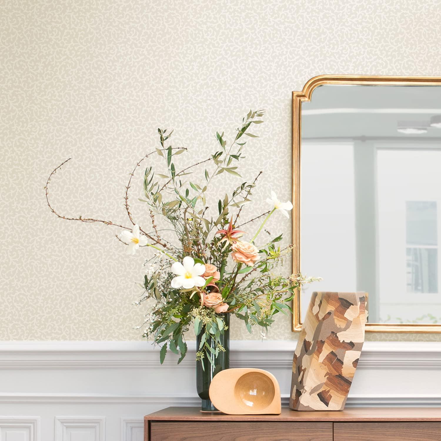 RoomMates Waverly RMK12606PL Savoy Beige Peel and Stick Wallpaper