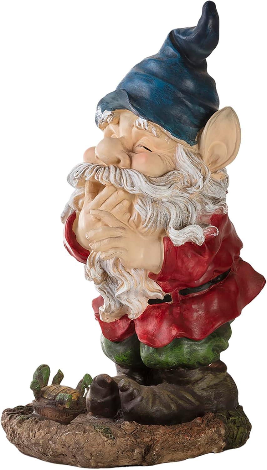 15" Multicolor Polyresin Smiling Garden Gnome Statue