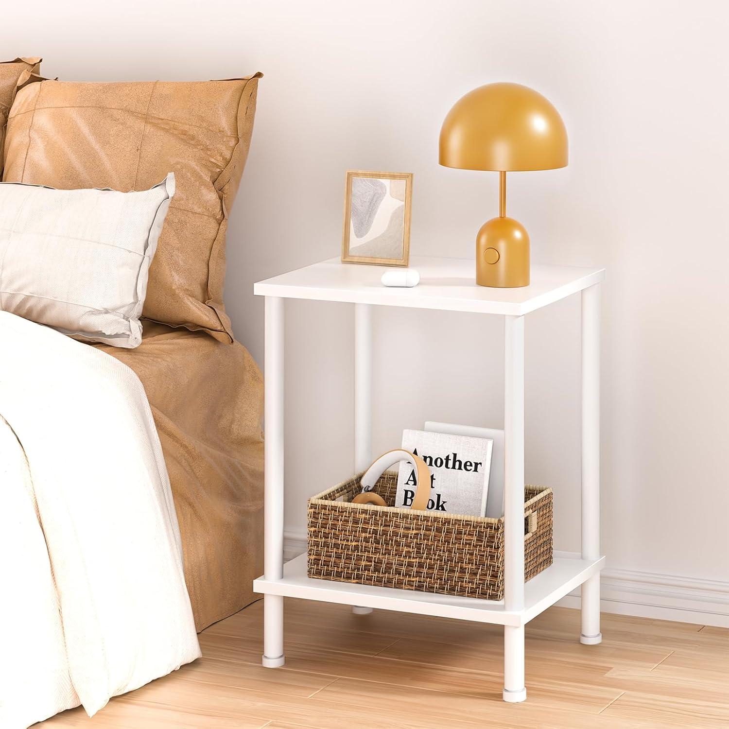 End Table, Set of 2, Side Table, Nightstand, 2-Tier Storage Shelf, Sofa Table for Small Space, Living Room, Bed Room TB01BW035