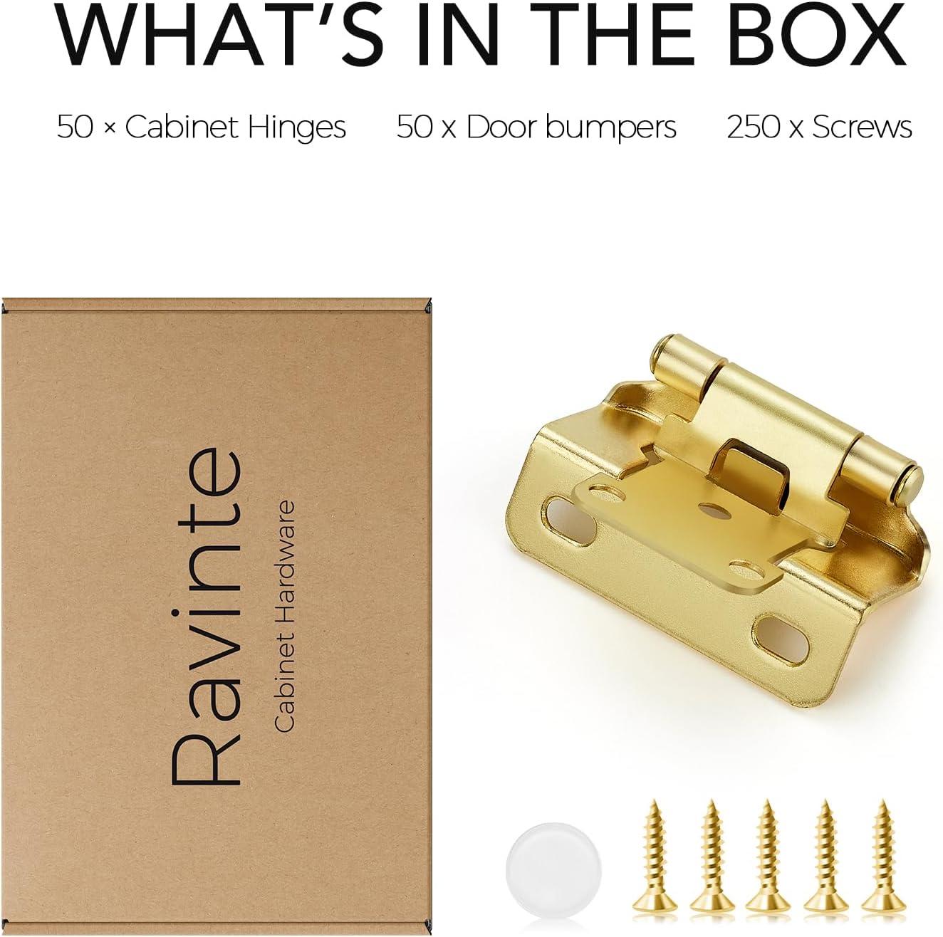 50 Pack 25 Pairs Semi-Overlay 1/2 inch Self-Closing Face Frame Cabinet Hinges Matte Black Half Wrap-Around Kitchen Cabinet Door Hinges Face Mount Cabinet Hardware Matte Black Matte Black