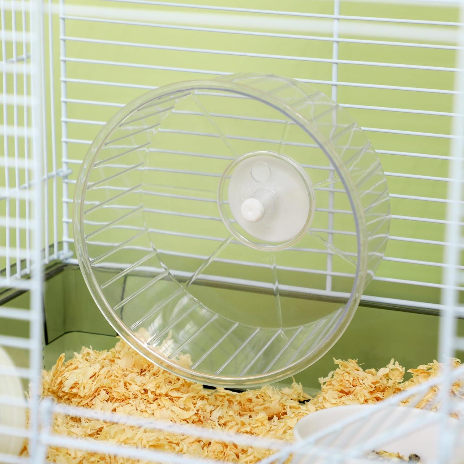 PawHut 2 Levels Hamster Cage for Gerbil or Dwarf Hamster with Tube Tunnels, Exercise Wheel, Food Dish, Water Bottle, Ramp, 23" x 13" x 12", Gray