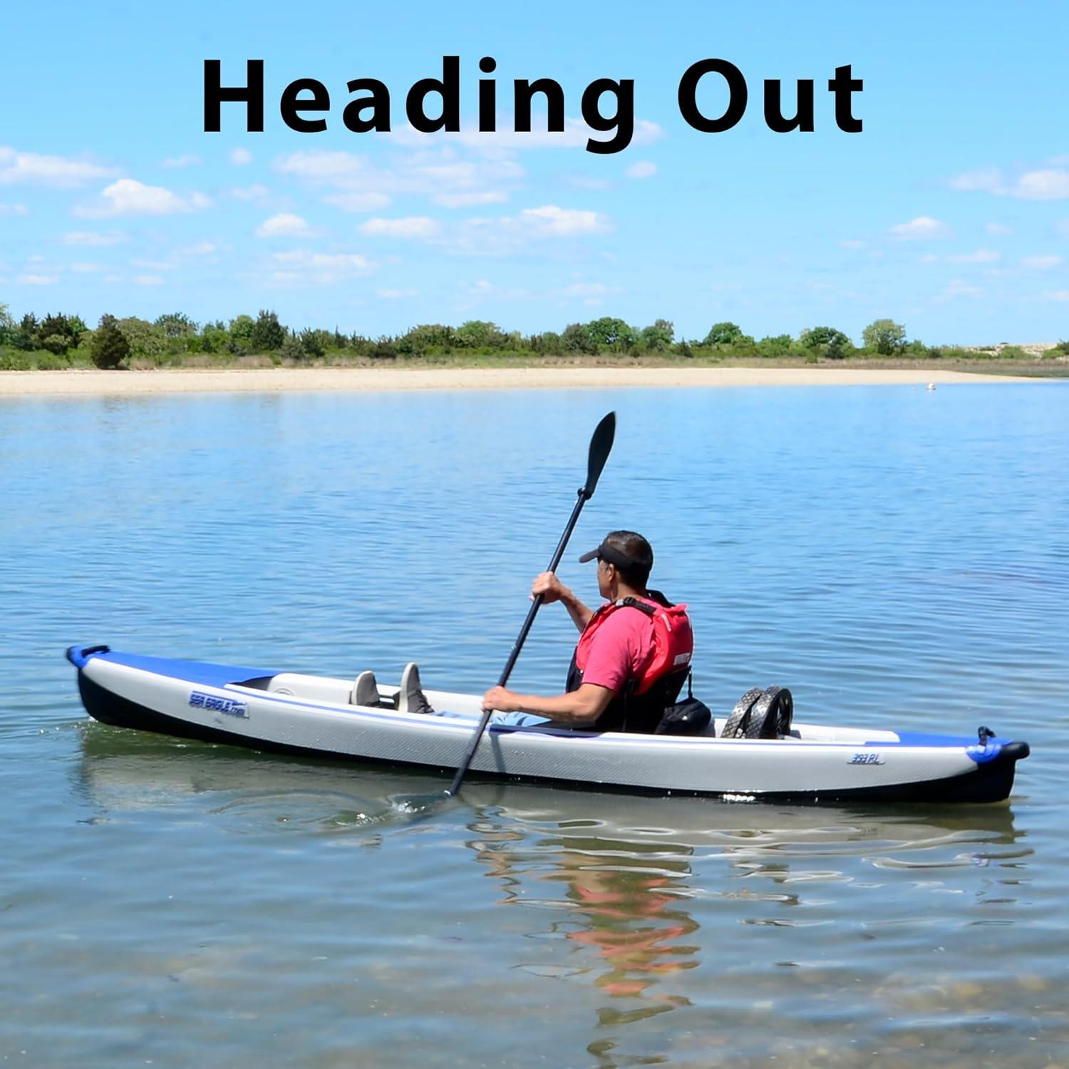 Sea Eagle RazorLite Inflatable Kayak - Lightweight, Drop Stitch, High Speed Inflatable Kayak for Touring - Solo or Tandem - w/Tall Back Seat(s), Paddle(s), Backpack, Skeg & Pump - Pro Package