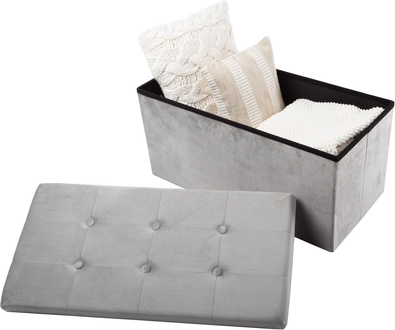 Lavish Home Velvet Tufted Storage Ottoman