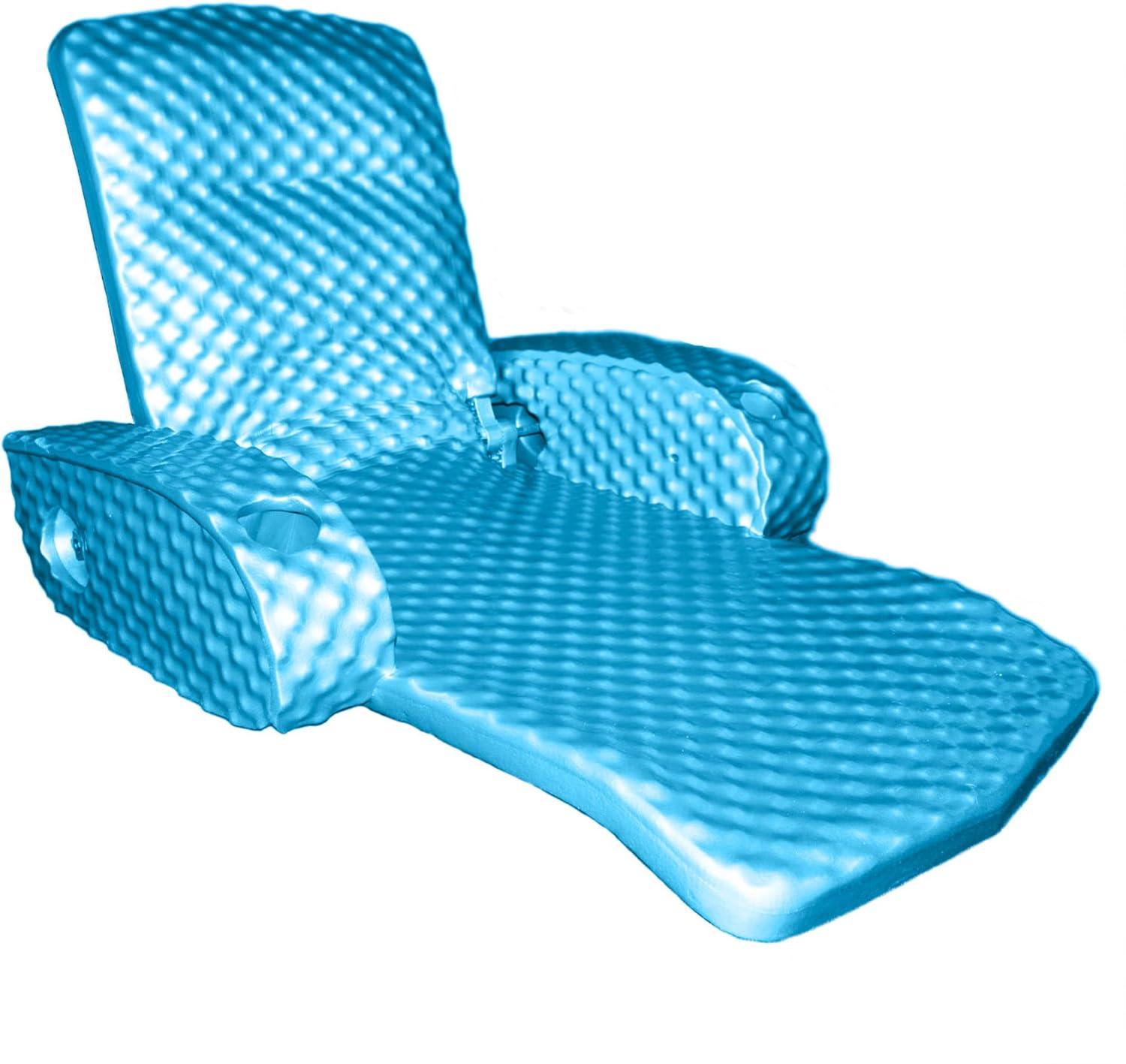 TRC Recreation Super Soft Adjustable Pool Recliner Float Portable Comfortable Chair Lounger with Cup Holders for Swimming Pool Essentials, Marina Blue