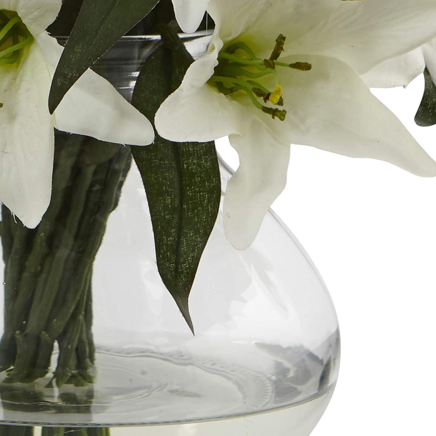 Nearly Natural Large Lily Arrangement with Vase