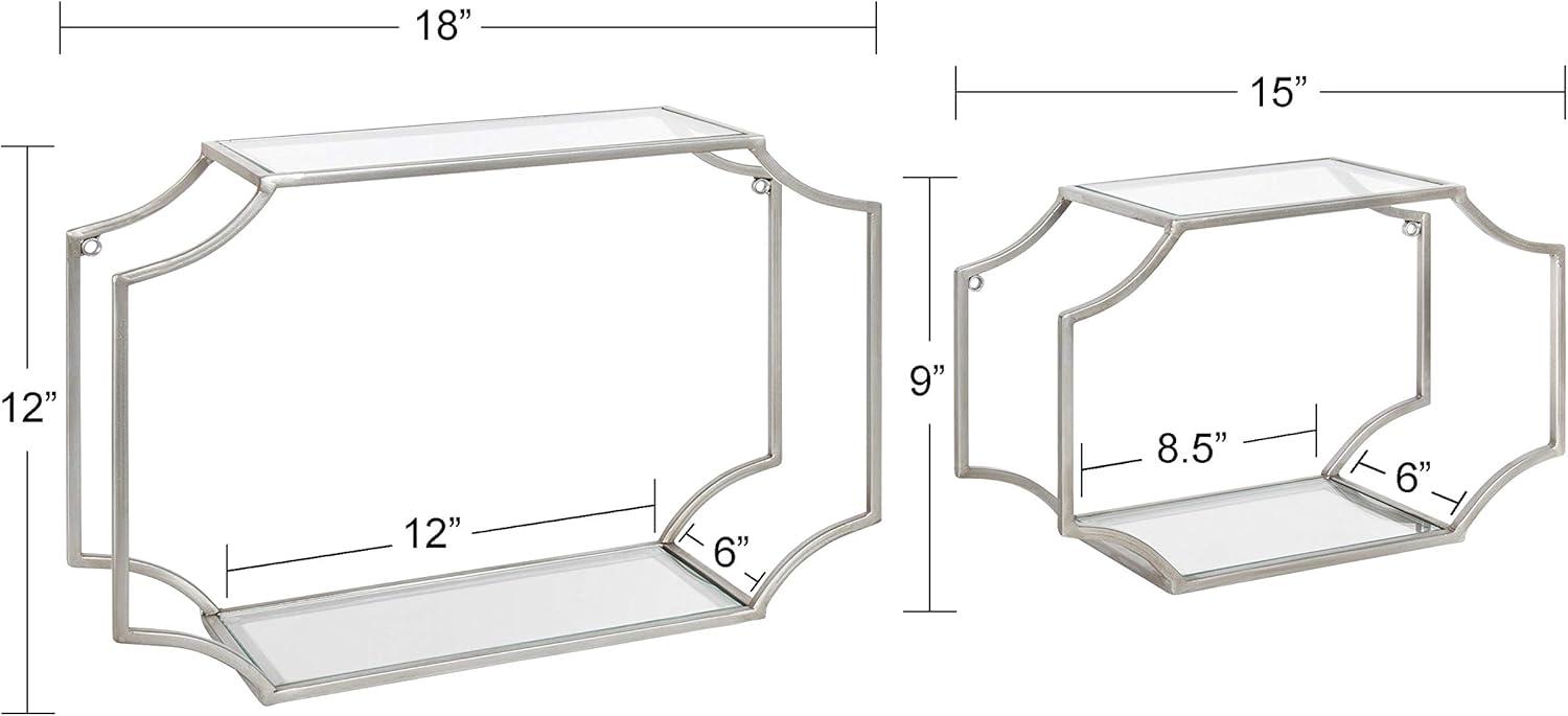 2pc 18" Ciel Modern Glam Metal Wall Shelf Set Silver - Kate & Laurel All Things Decor