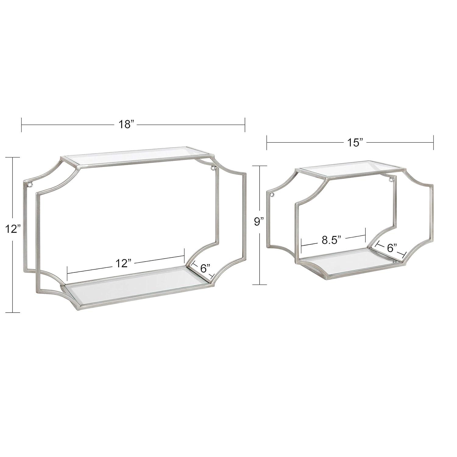 2pc 18" Ciel Modern Glam Metal Wall Shelf Set Silver - Kate & Laurel All Things Decor