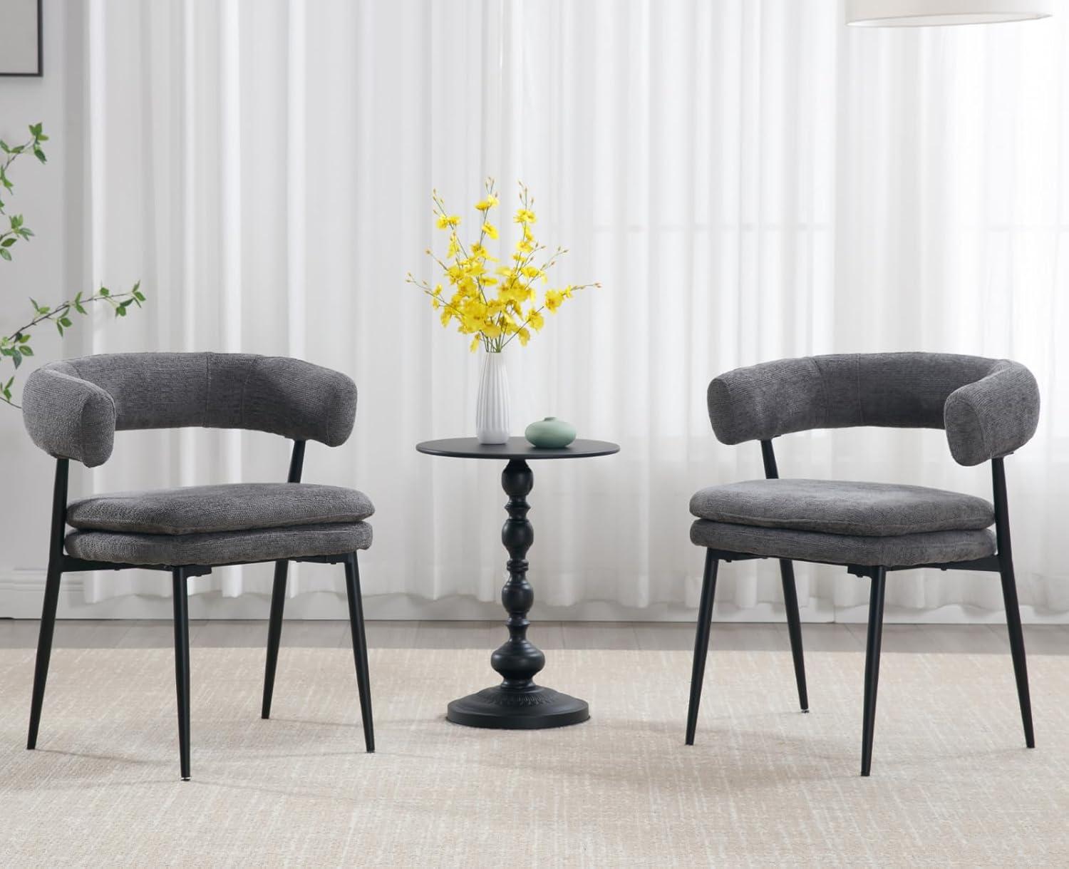 XINMICS White Dining Chairs Boucle Dining Room Chair Set of 2