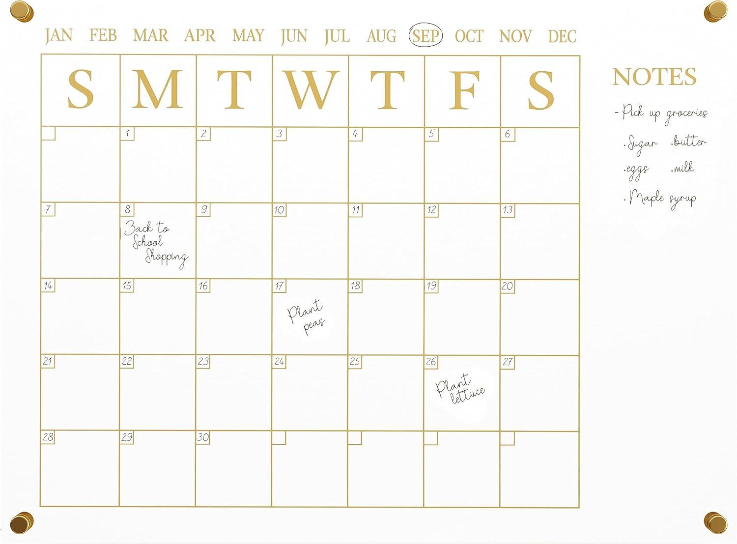 Thomas Martha Stewart Acrylic Wall Calendar with Notes with Dry Erase Marker and Mounting Hardware