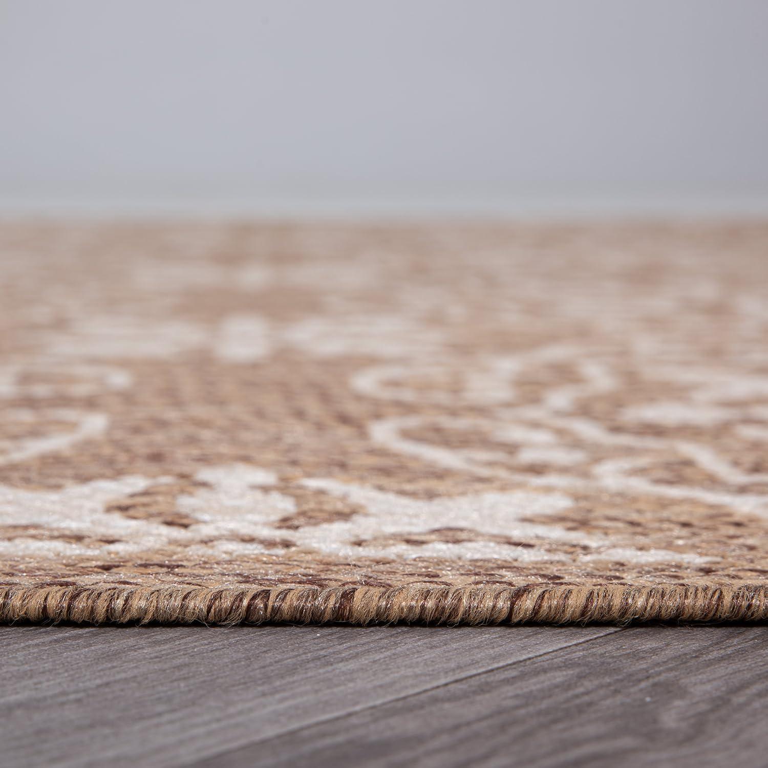 World Rug Gallery Transitional Geometric Textured Flat Weave Indoor/Outdoor Area Rug - BROWN 5' X 7'
