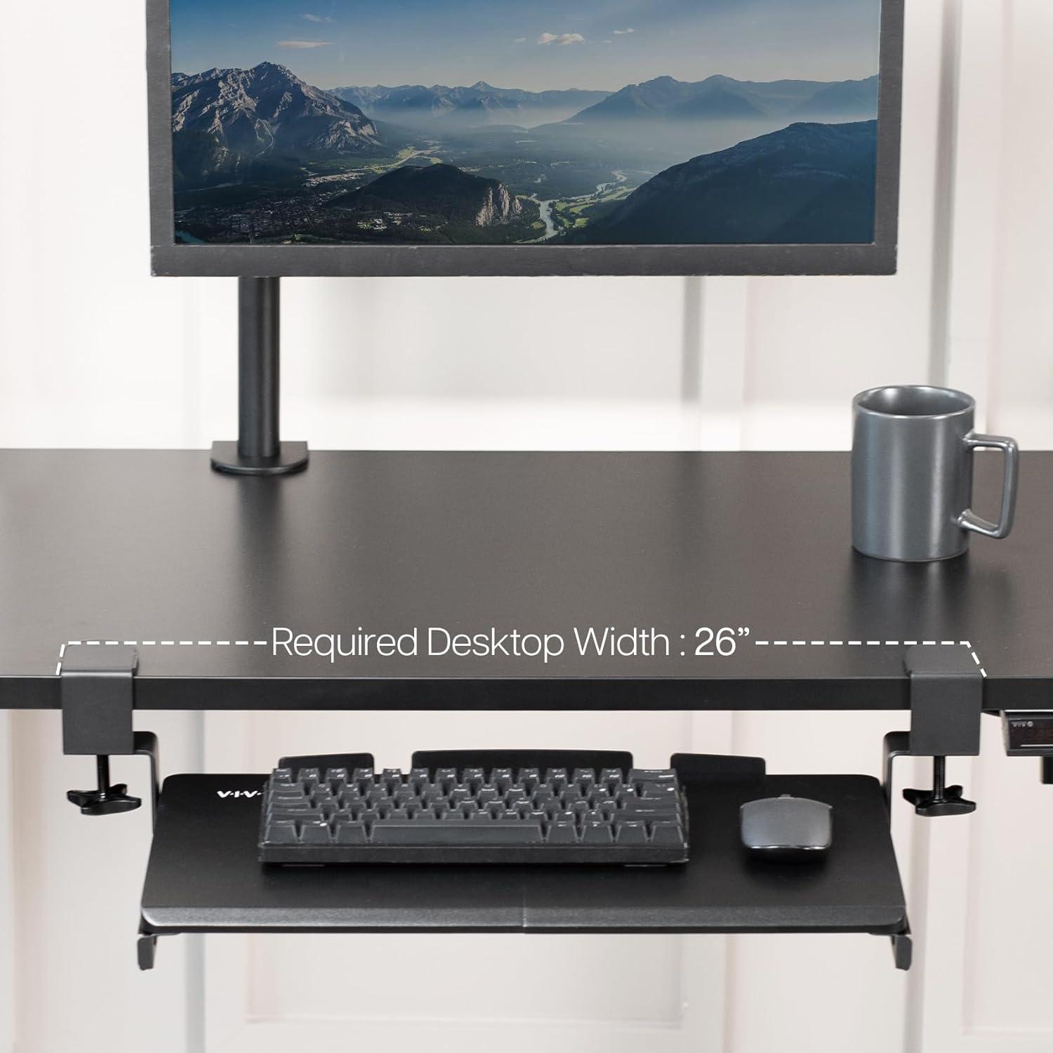 VIVO Black Small Clamp-on Computer Keyboard and Mouse Under Desk Slider Tray