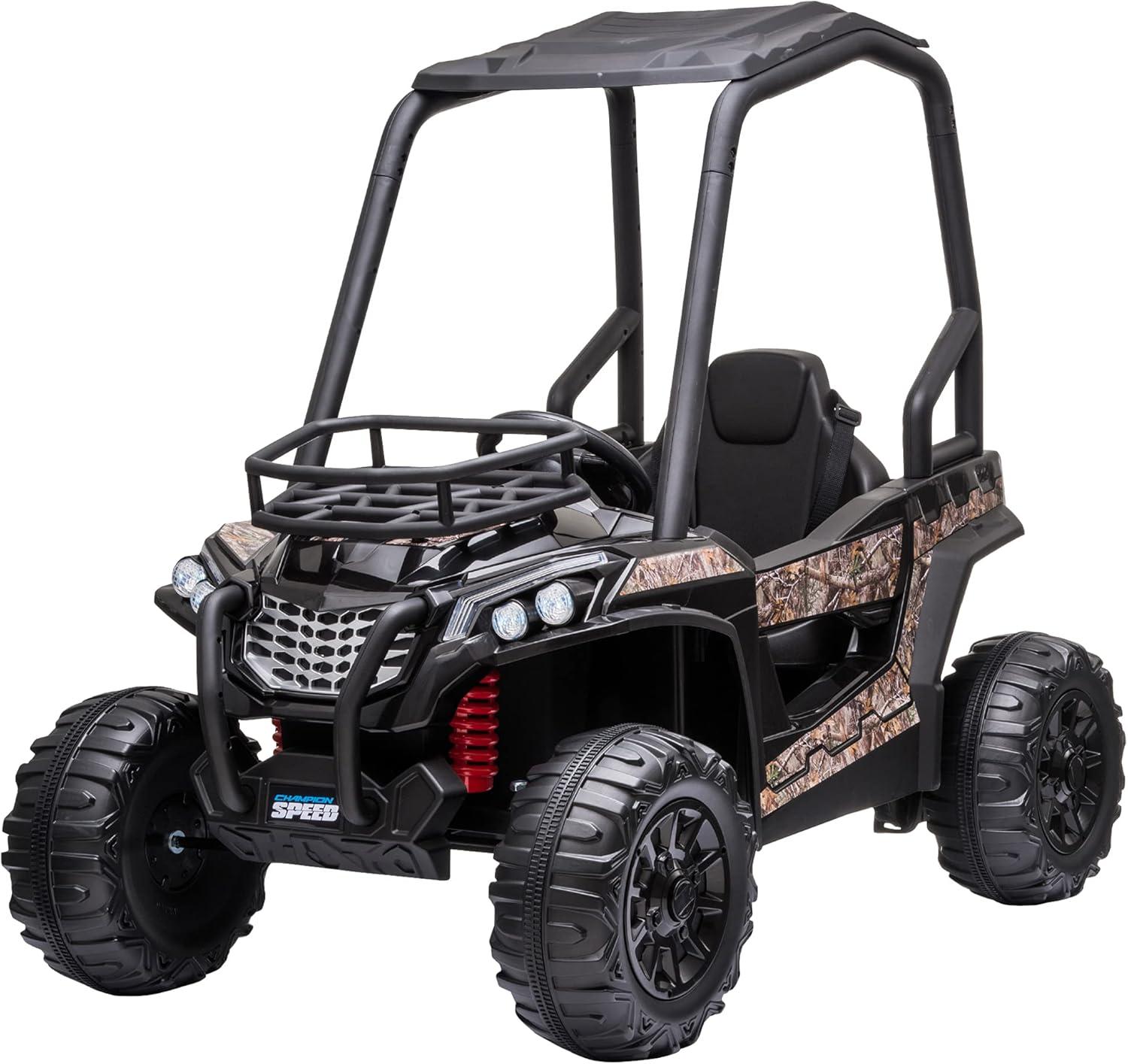 Aosom 12V Kids UTV, Battery Powered Electric Ride on Car with Music, Lights, MP3/USB, Suspension System & Remote Control, Camo