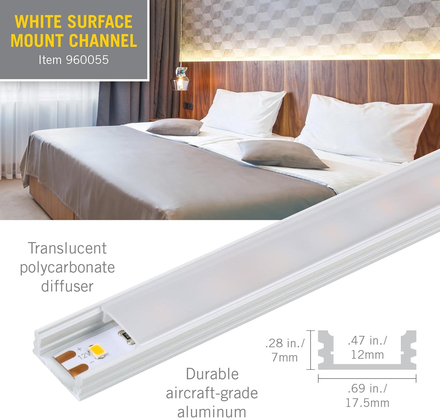 White Aluminum Surface Mount LED Tape Light Channel 5-Pack