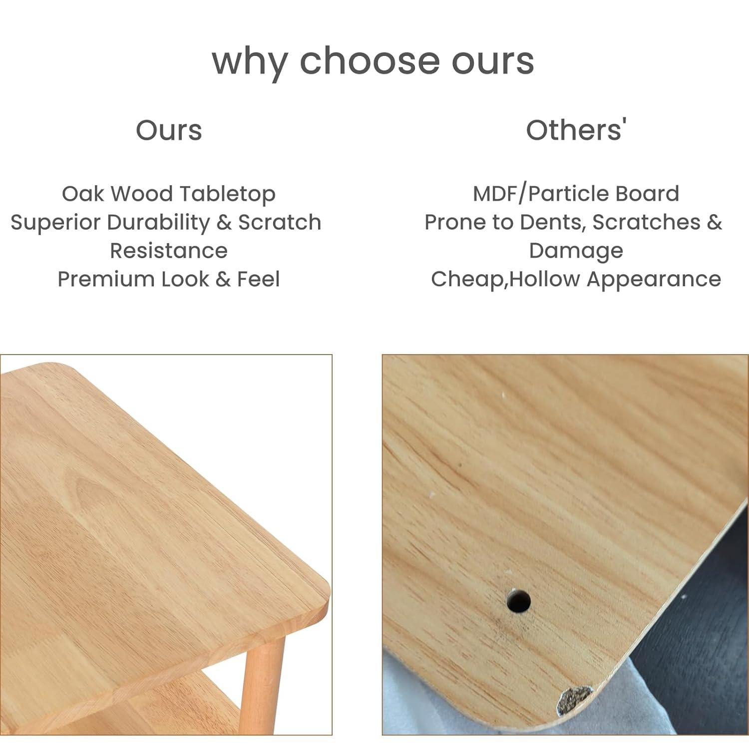 LUCKNOCK Solid Wood Side Table, 2-Tier Small End Table with Storage Shelf, Narrow Nightstand Bedside Table for Small Spaces, Bedroom, Living Room, Farmhouse, No-Tool Assembly.