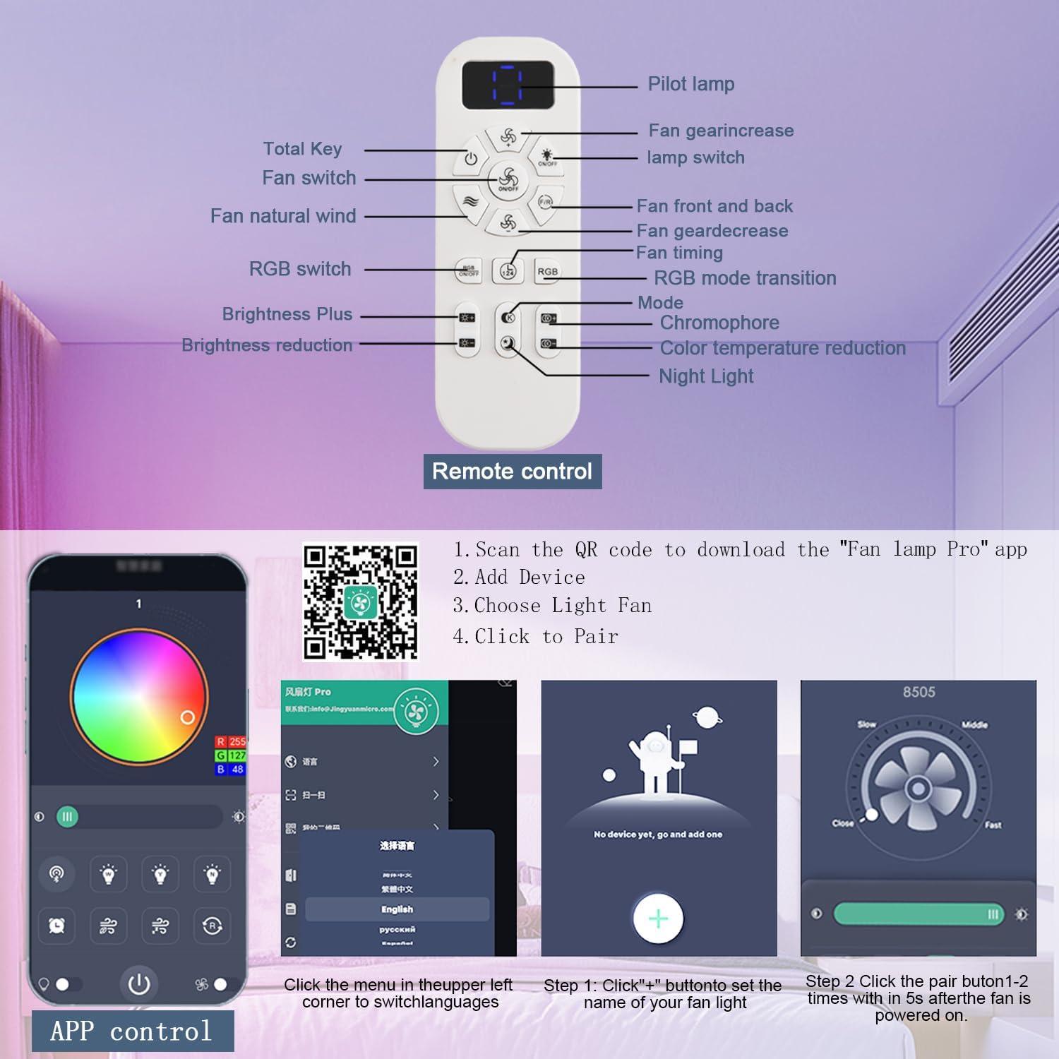 36inch Ceiling Fans with Lights and Remote/App Control, Flush Mount Ceiling Fan with Reversible Dc Motor RGB Dimmable Light, Noiseless Black Modern Small Ceiling Fan for Bedroom Indoor/Outdoor