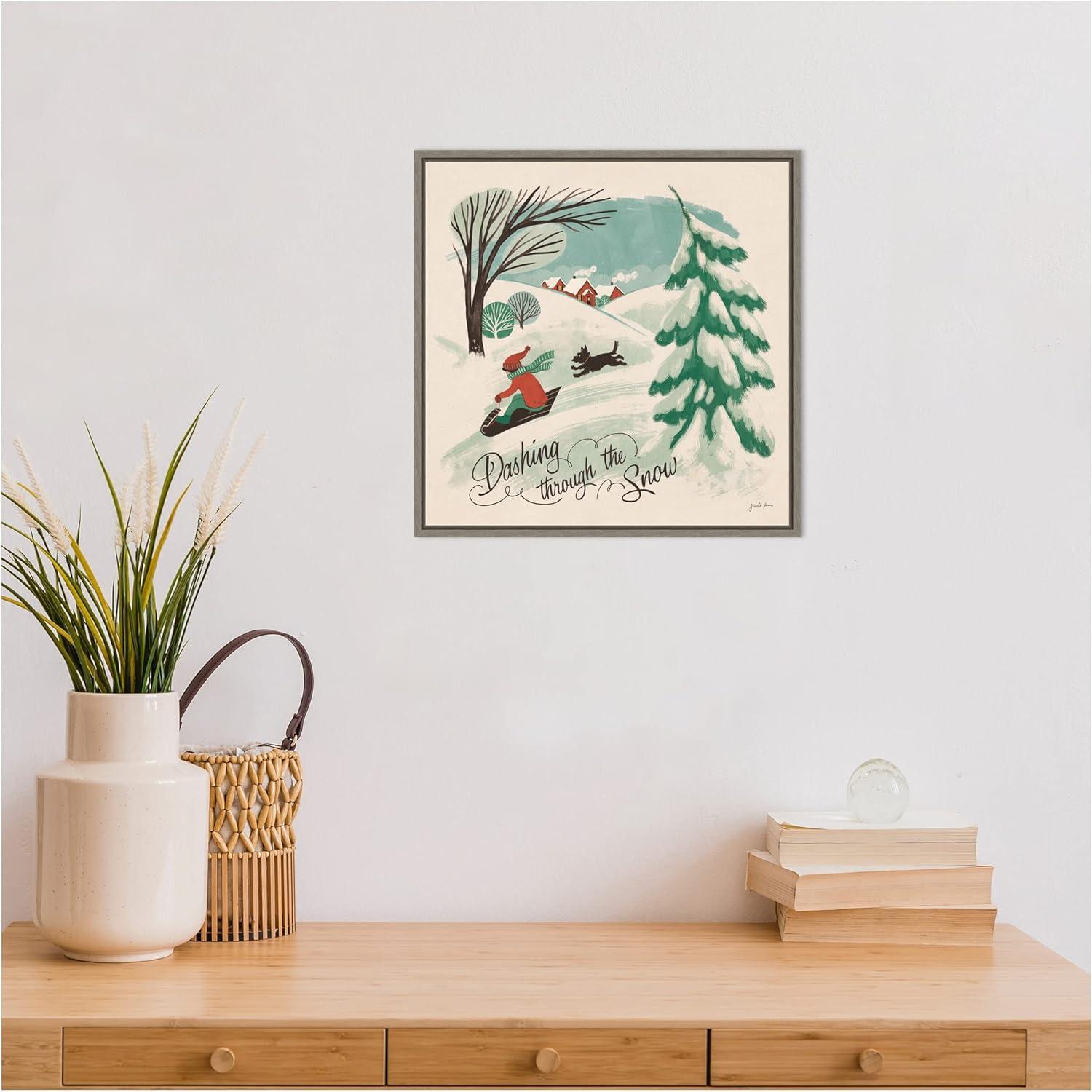 Amanti Art Winter Bliss IV Sled Dog by Janelle Penner Canvas Wall Art Print Framed 16 x 16-in.