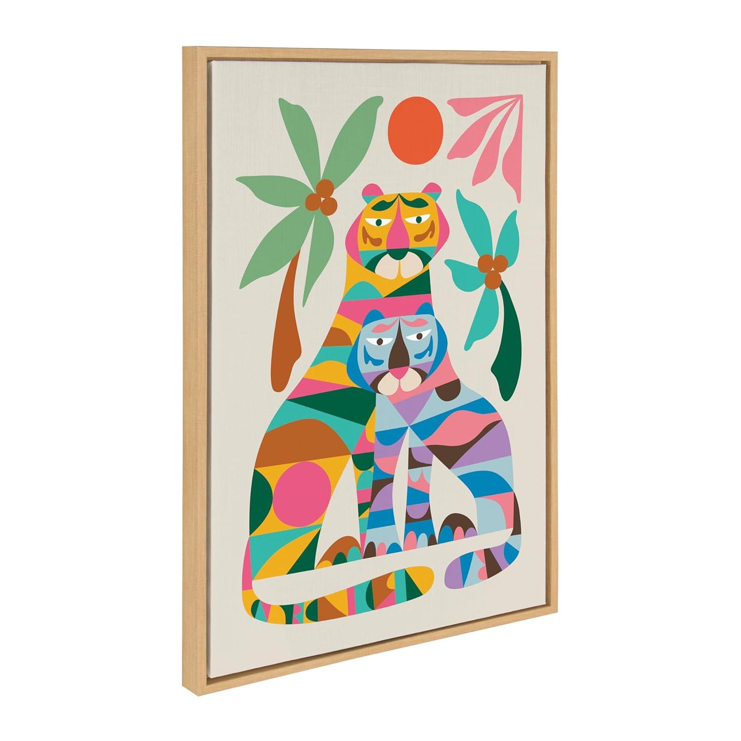 Kate & Laurel All Things Decor 23"x33" Sylvie MCM Tiger Love Wall Art by Rachel Lee Natural: Framed Canvas, Modern Animal Digital Art