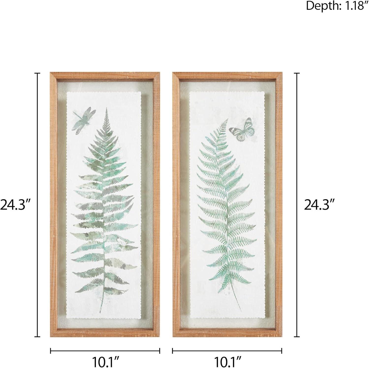 2pc Linden Fern Framed Wall Decor Art Set Natural - Madison Park