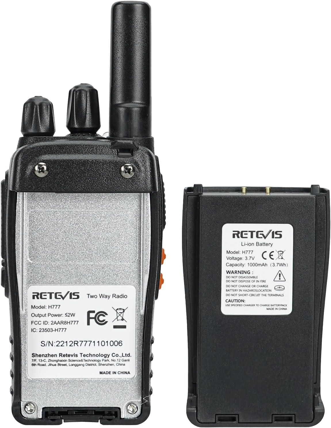 Retevis H-777 2 Way Radios, Walkie Talkies for Adults, Rechargeable Long Range Two Way Radio, Shock Resistant, Short Antenna for Business Education(10 Pack)