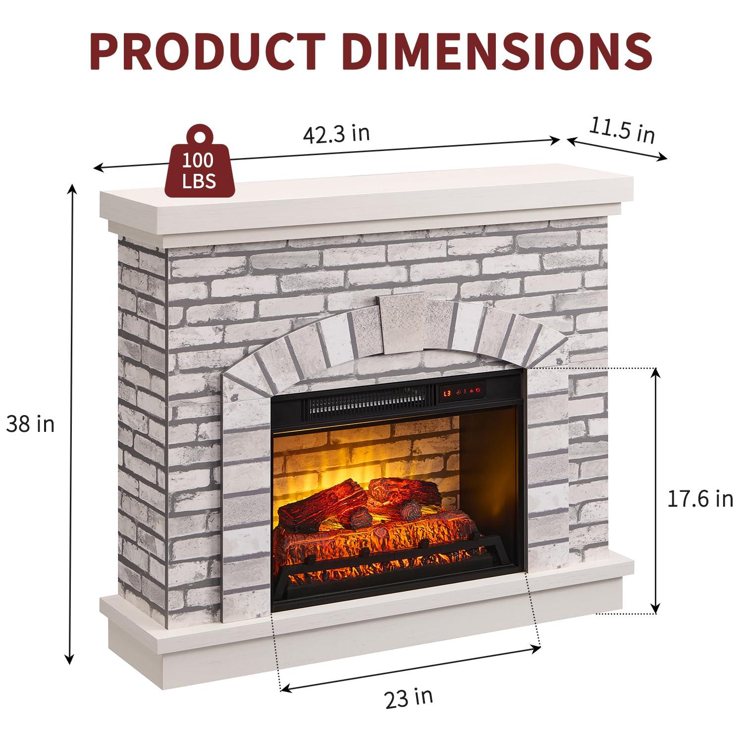 Millwood Pines 42" Farmhouse TV Stand With 23" Electric Fireplace Mantel