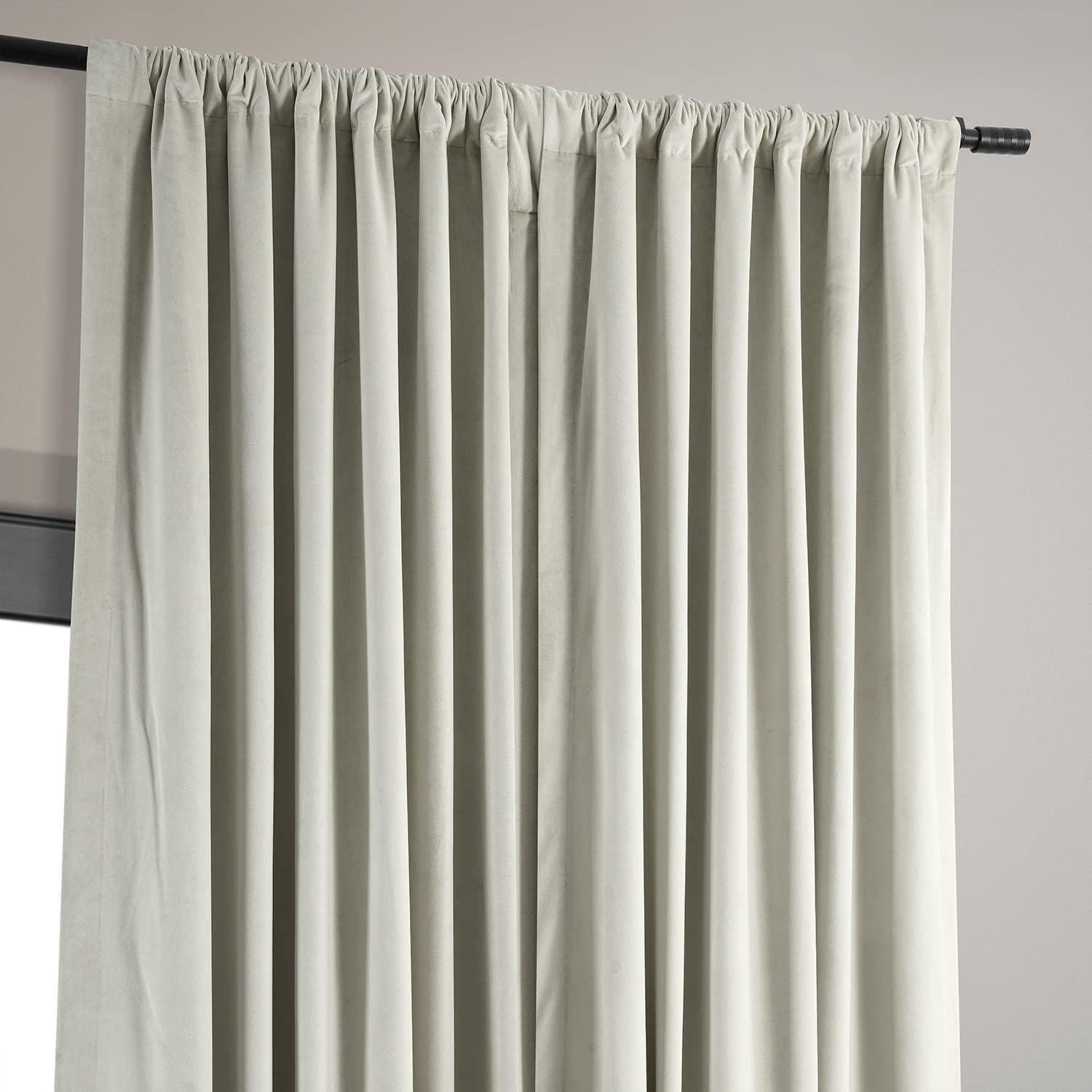 Signature Warm Off White Extra Wide Velvet Blackout Curtain (1 Panel), Warm Off White, 100W X 96L