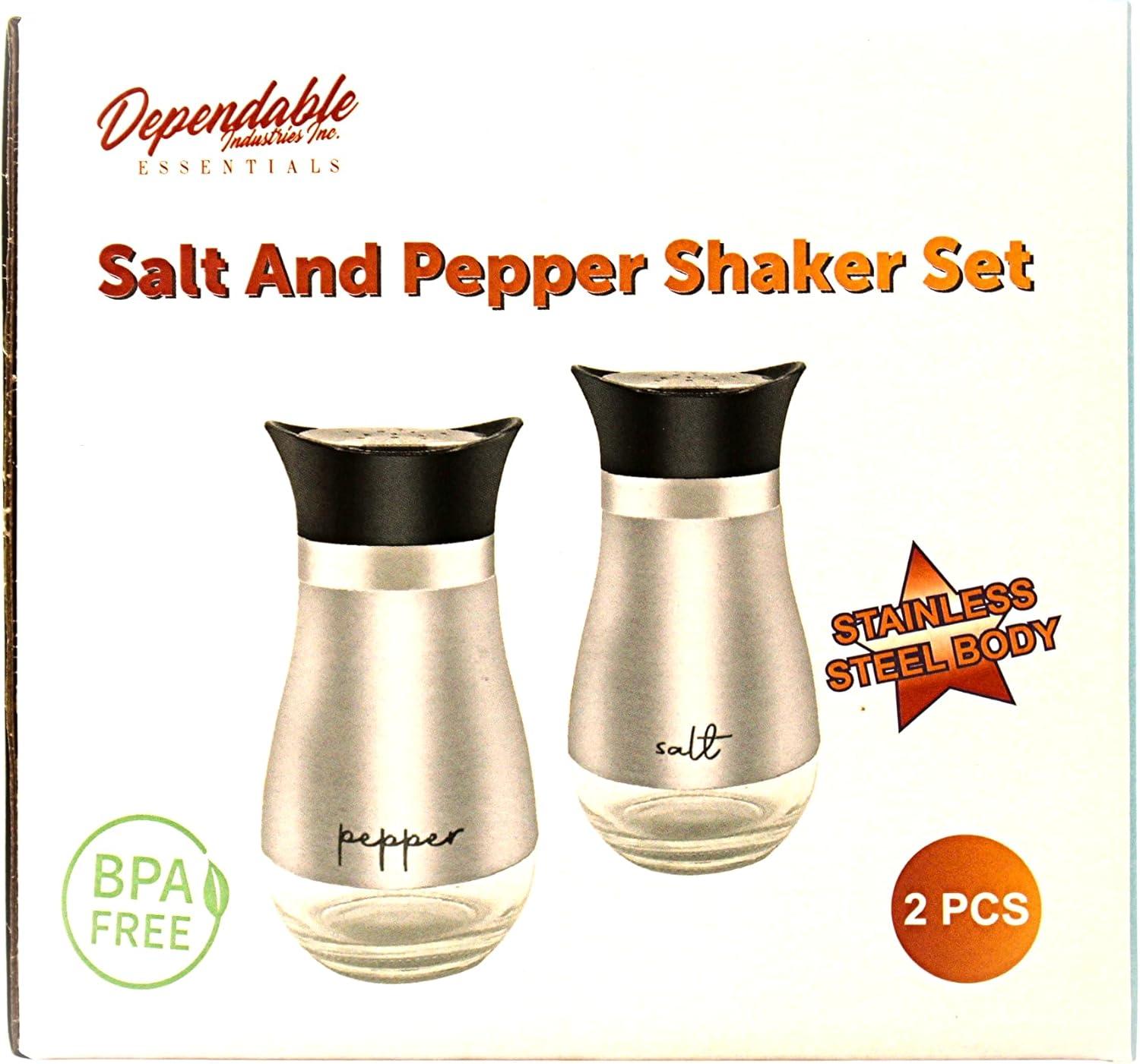 Juvale Stainless Steel Salt and Pepper Shakers Set with Glass Bottom, Perforated "S" and "P" Caps - Modern Kitchen Decor (4oz)