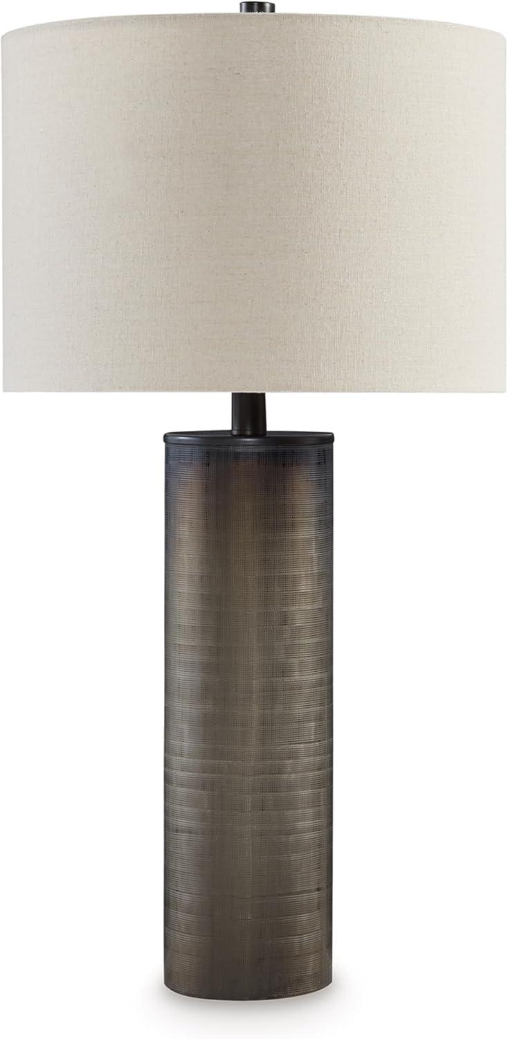 Dingerly 28" Brown Frosted Glass Table Lamp with Drum Shade