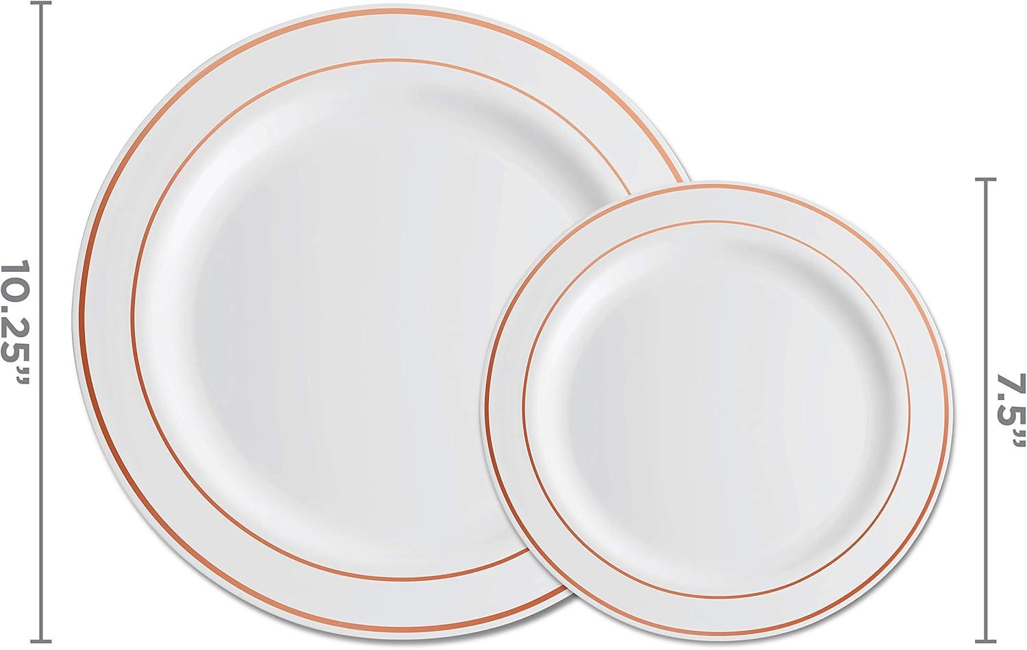 Munfix Rose Gold Rim Plastic Plates Party Supplies Kit for 50 Guests