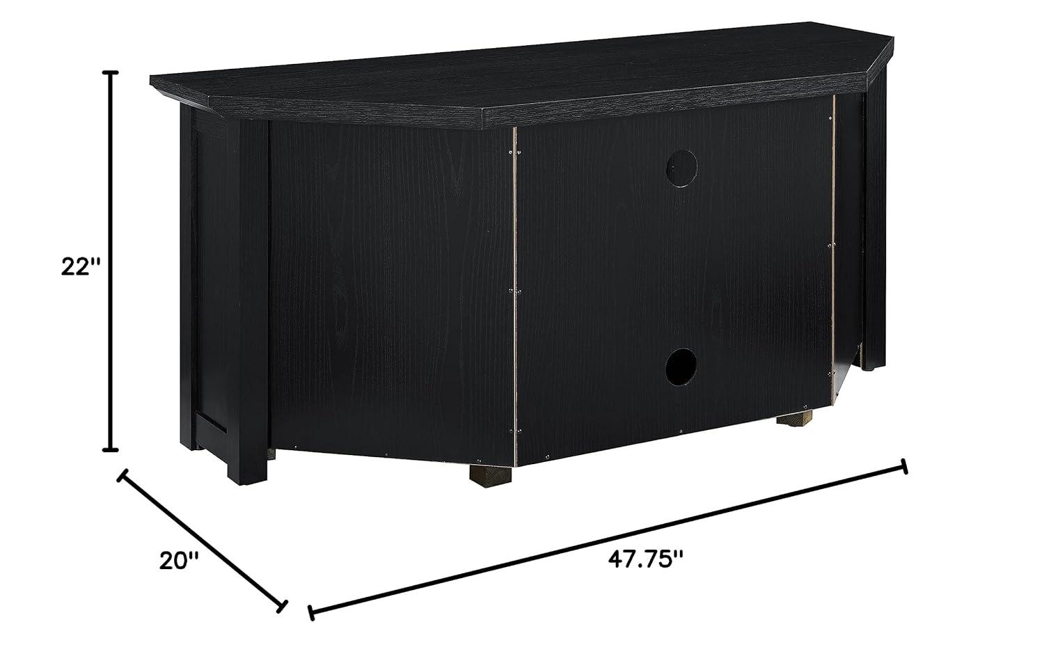 Crosley Camden Corner TV Stand for TVs up to 50" with Fireplace Black : Mid-Century Modern, Adjustable Shelves, Cable Management