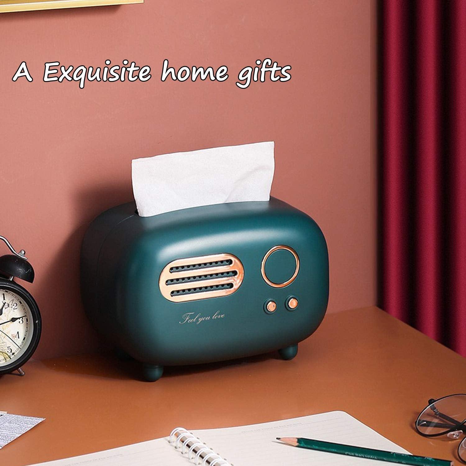 Cute Kleenex Box Cover Holder: Retro Radio Model Tissue Box for Home Living Room Decor