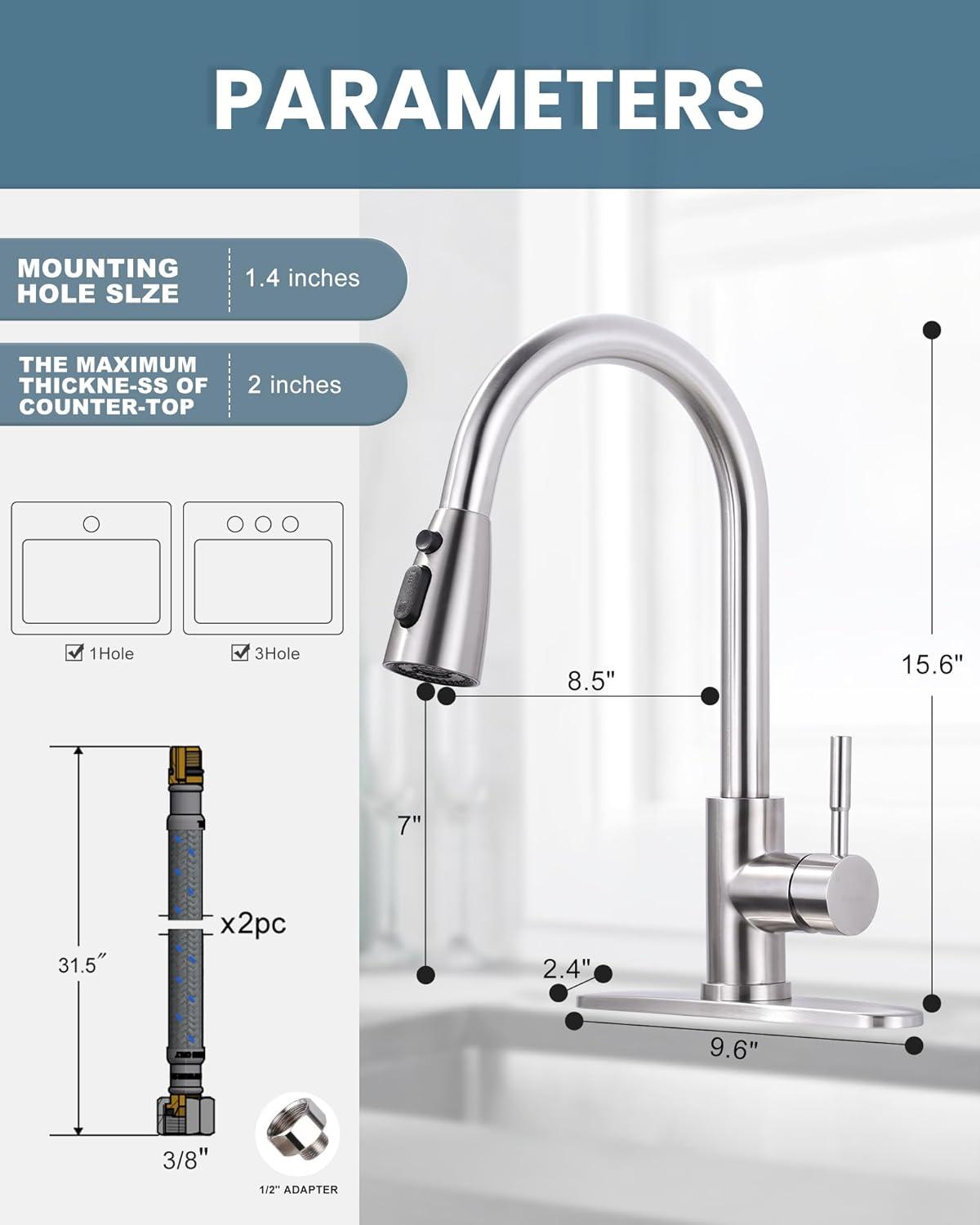 Wowow Kitchen Faucet with Glass Rinser, Stainless Steel Kitchen Sink Faucet and Cup Rinser Combo for Kitchen Sink, Oil Rubbed Bronze