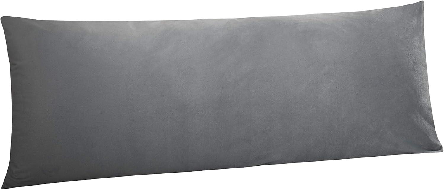 Smoke Gray Velvet Body Pillowcase with Hidden Zipper, 20" x 54"