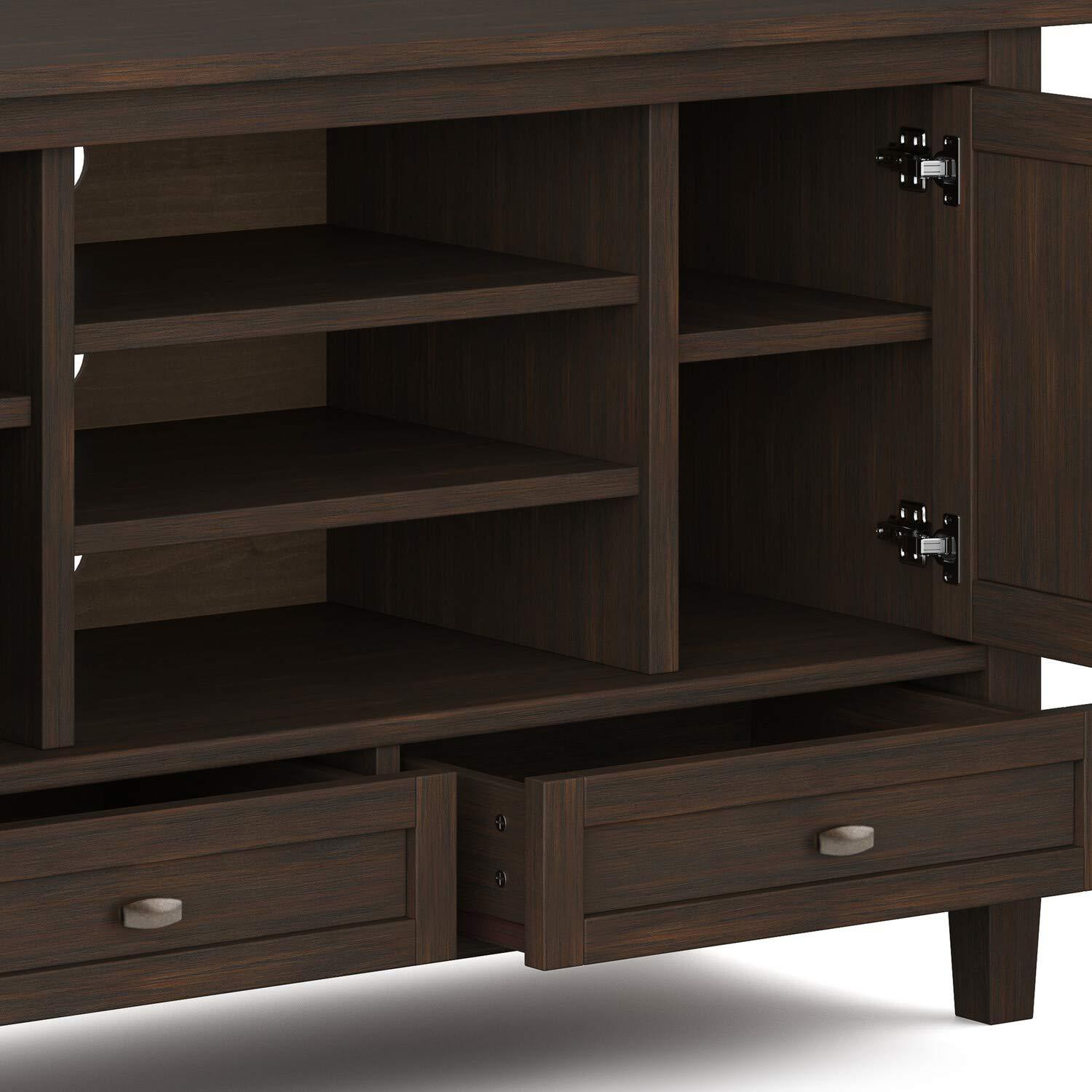 Simpli Home Warm Shaker 47"W Solid Wood TV Stand for TVs up to 55" with 2 Storage Cabinets and 2 Drawers