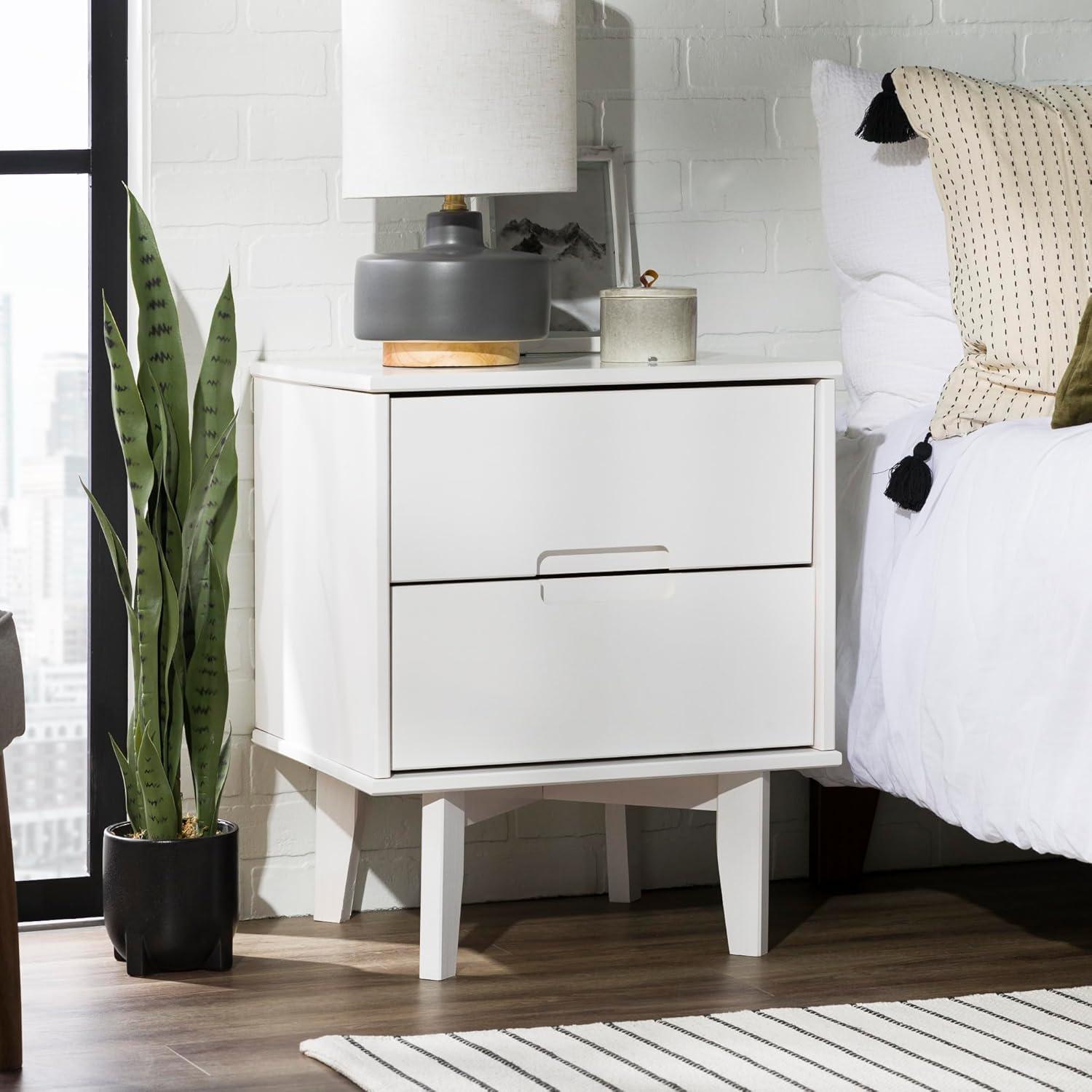 George Oliver Preston 26"H Modern 2-Drawer Nightstand with USB Ports and Flared Legs