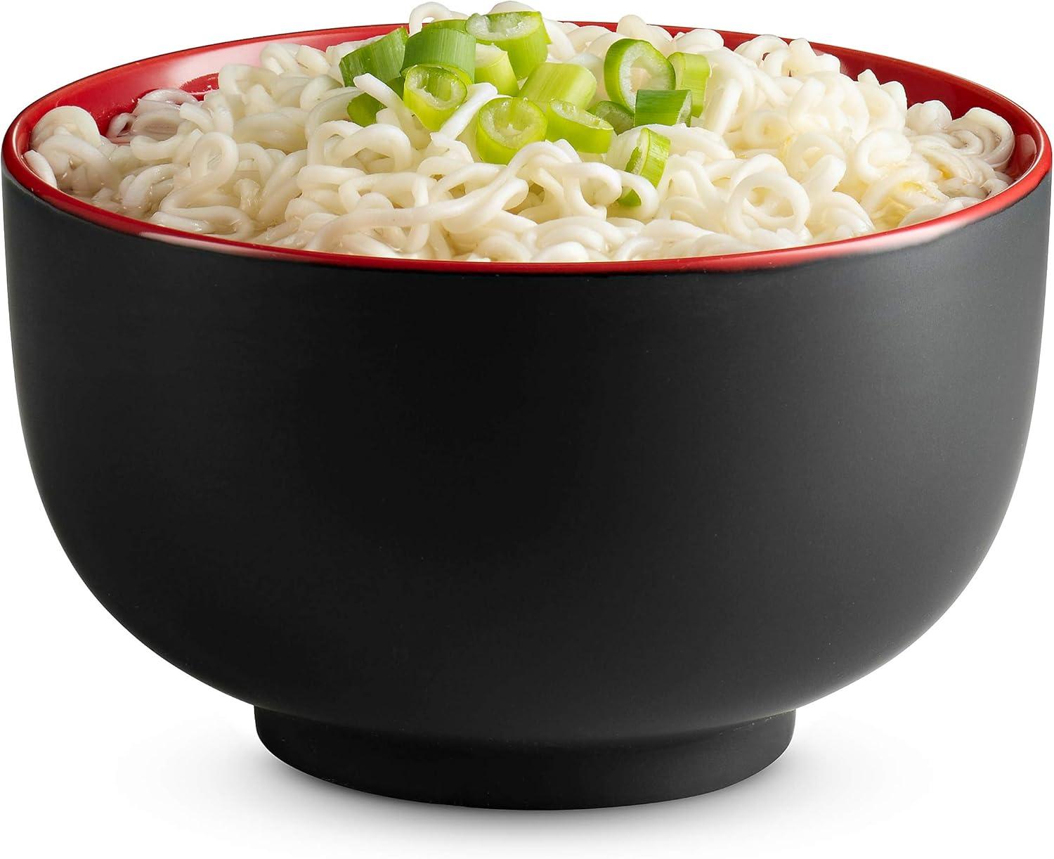 Kook Ceramic Ramen Noodle Bowls, 34 oz, Set of 4