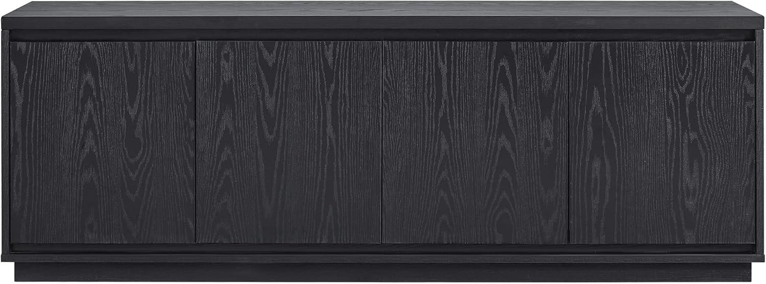 Presque 68" Black Grain Modern TV Stand with Enclosed Cabinets