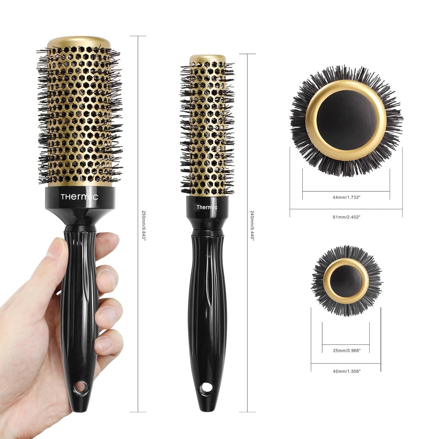 Round Brush for Blow Drying,Ceramic Barrel & Antistatic Bristles, Salon Blowout Hair Styling for Wet or Dry (Includes 4 Clips)