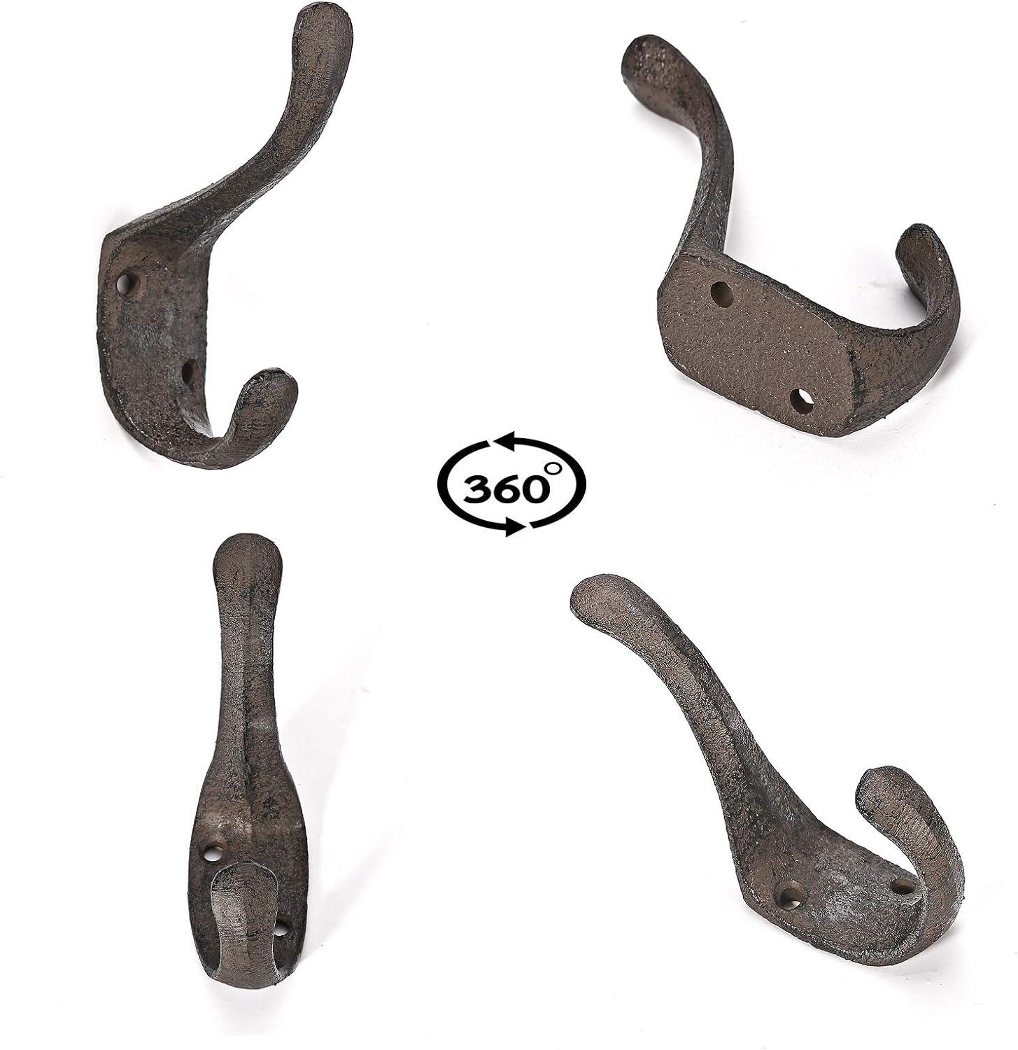 Antique Black Cast Iron Spoon Wall Hooks Set