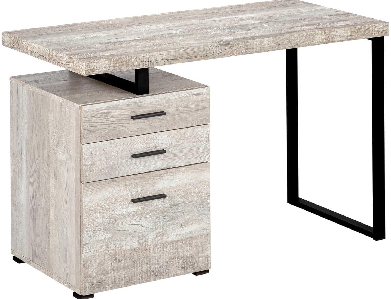 Monarch Specialties Computer Desk Home Office Laptop Left Right Set-Up Storage Drawers 48InchL Work Metal Laminate Beige Black Contemporary Modern
