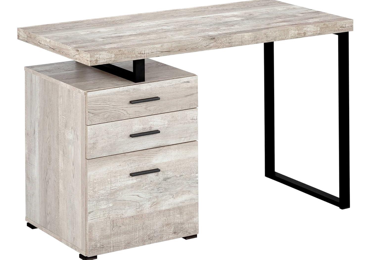 Monarch Specialties Computer Desk Home Office Laptop Left Right Set-Up Storage Drawers 48InchL Work Metal Laminate Beige Black Contemporary Modern