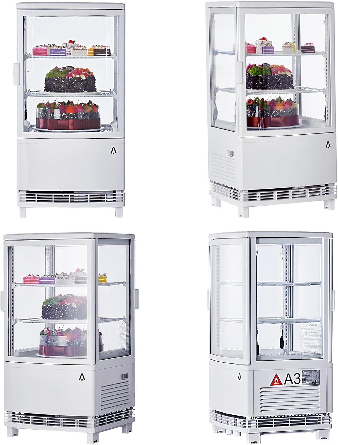 White Double Glass Door Countertop Display Refrigerator with LED Lighting