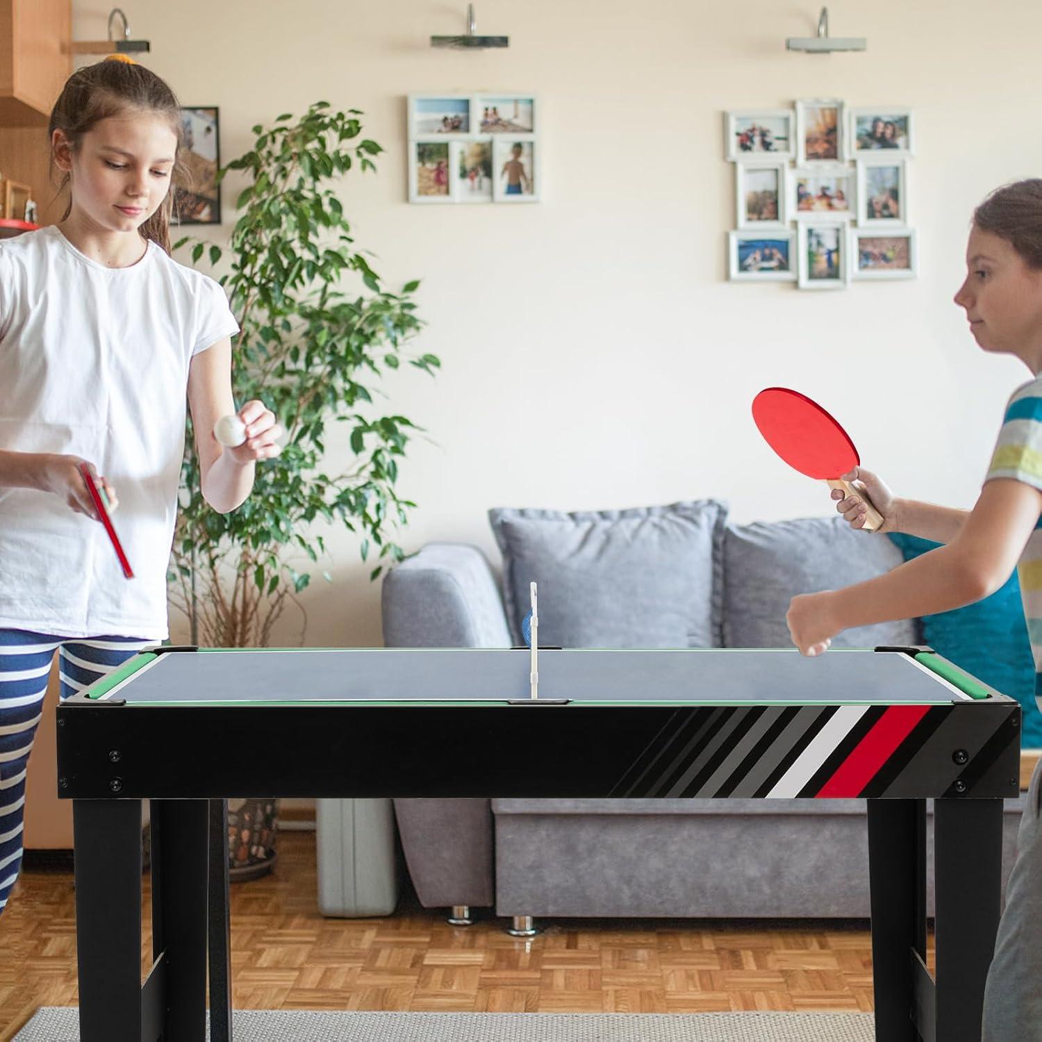 Giantex 4-in-1 Multi Game Table, 49 Inch Combination Game Tables with Adult Size Foosball Table, Slide Hockey Table, Ping Pong Table, Pool Table, Combo Game Table Set for Indoor Home, Game Room