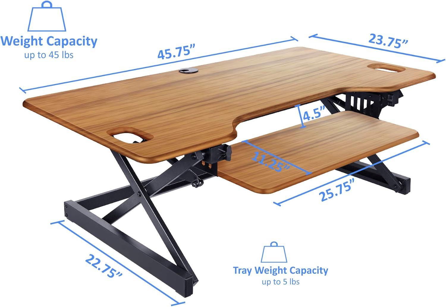 46in Large Adjustable Standing Desk Converter/Triple Monitor Mount Bundle - Teak - Rocelco